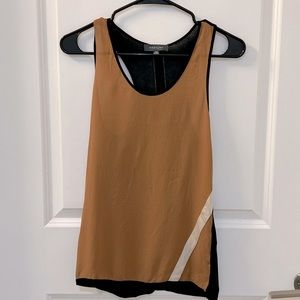 Maryling Silk Vest Top Size 38 (approx Size S/M) Brown/Black/Cream Color